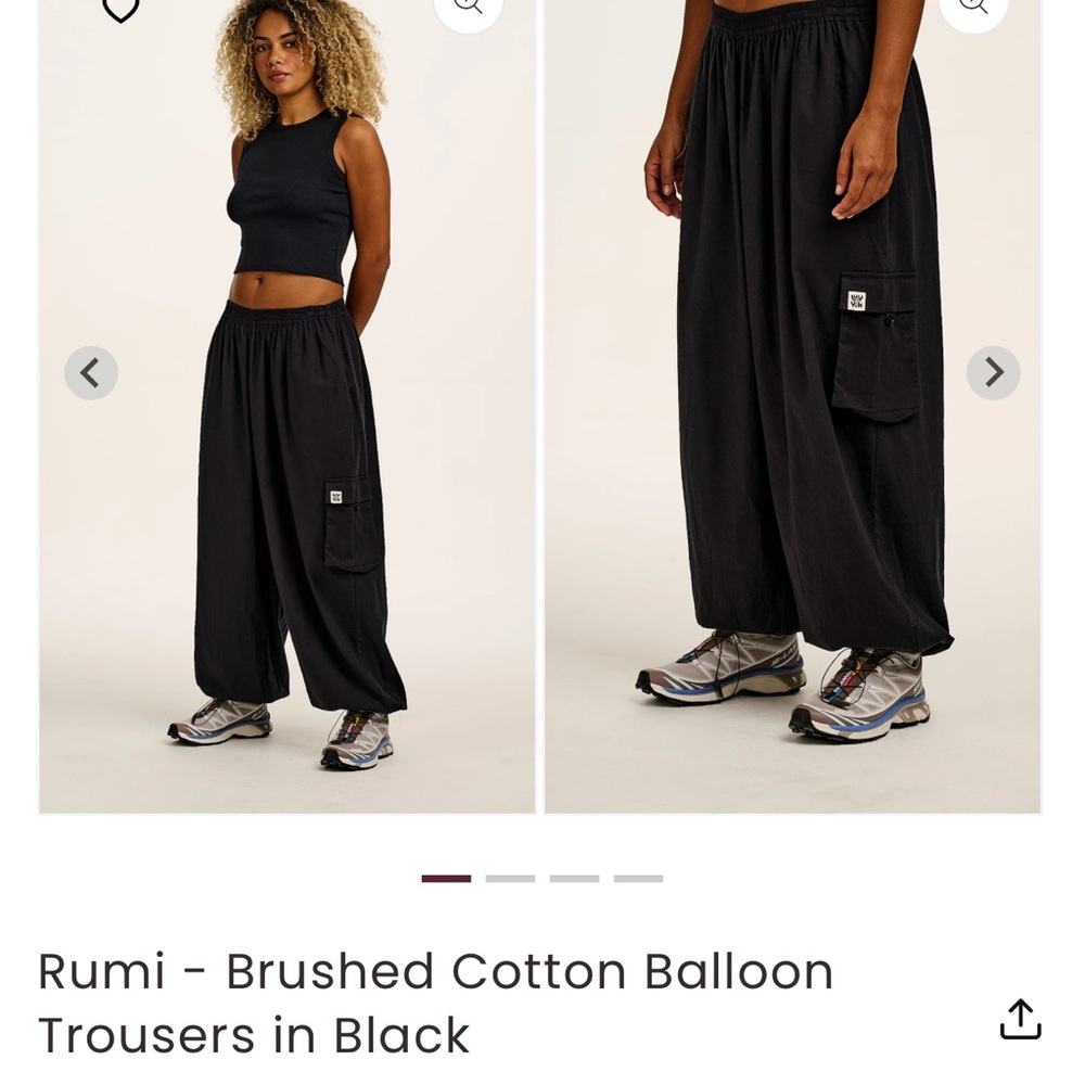 Lucy and Yak Black Brushed Cotton Balloon Trousers